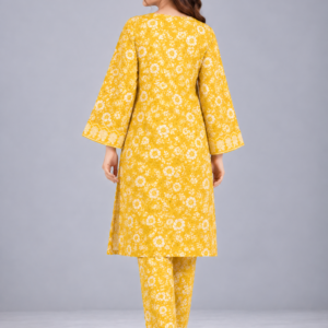 Edenrobe Yellow Printed Co-ordset(Shirt + Trouser)