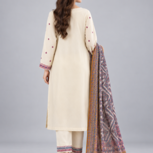 Sapphire Cream Embroidered Dobby Suit 3PC
